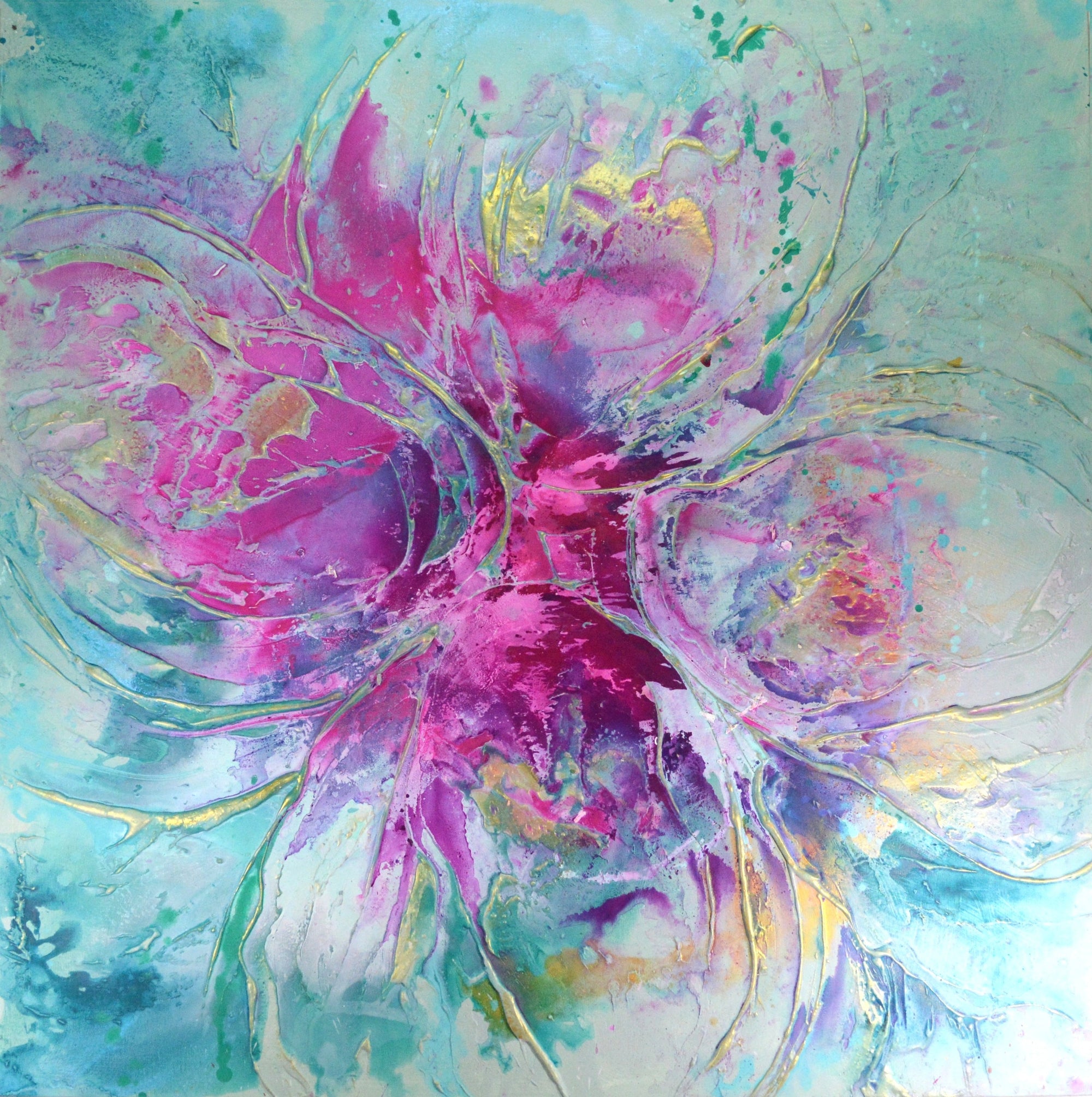 Pink and Teal Abstract Art Prints