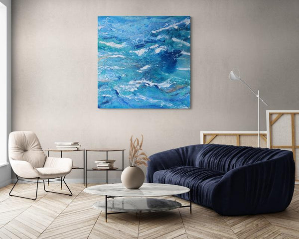 adrift at sea - Original Abstract Wall Art By Caroline Ashwood