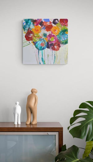 floral artwork on canvas